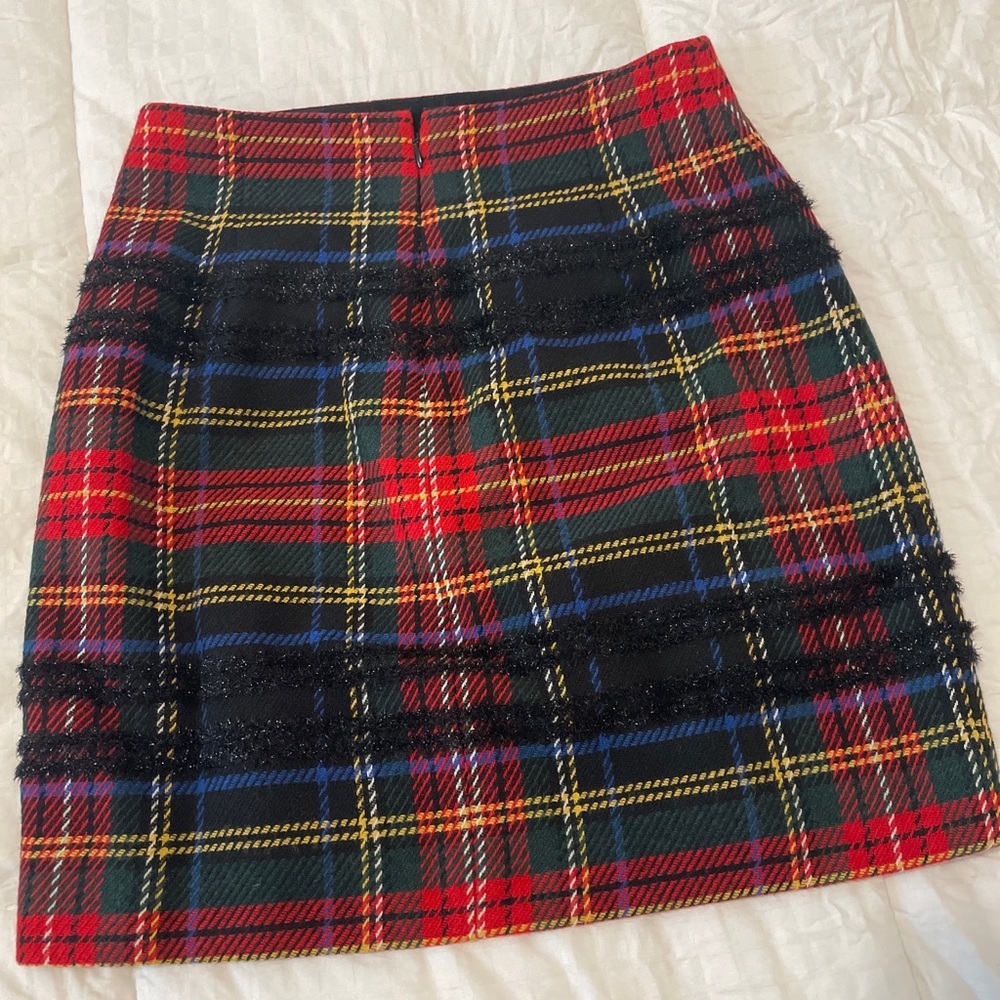 J Crew red plaid skirt